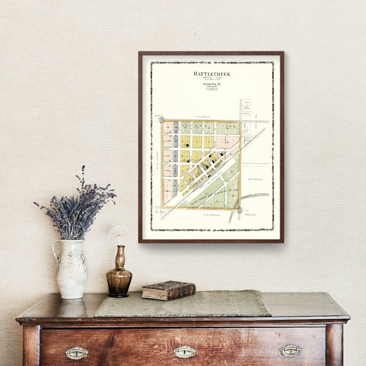 Vintage Map of Battle Creek, Iowa, 1906