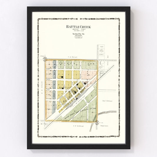 Vintage map of Battle Creek, Iowa, 1906