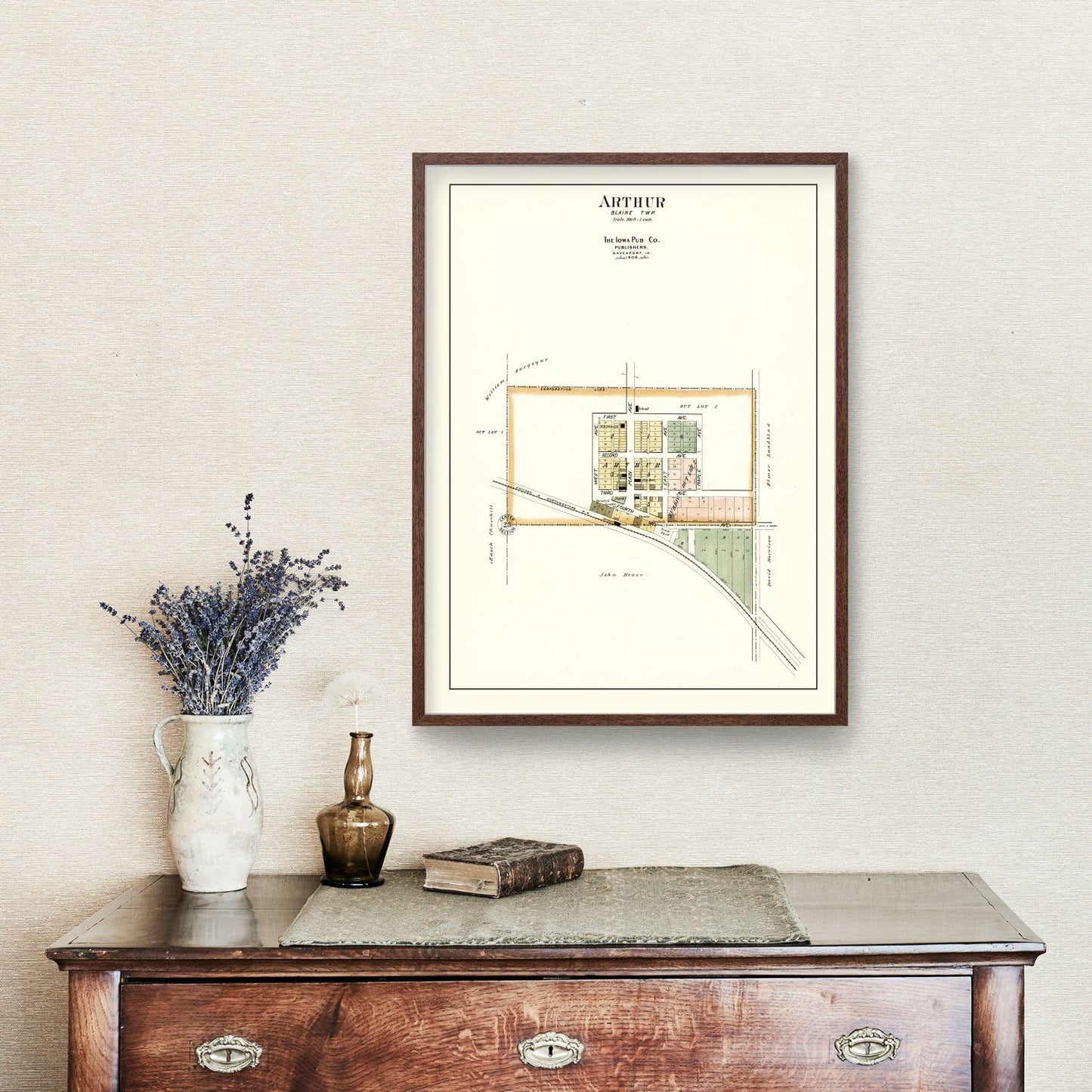 Vintage Map of Arthur, Iowa, 1906