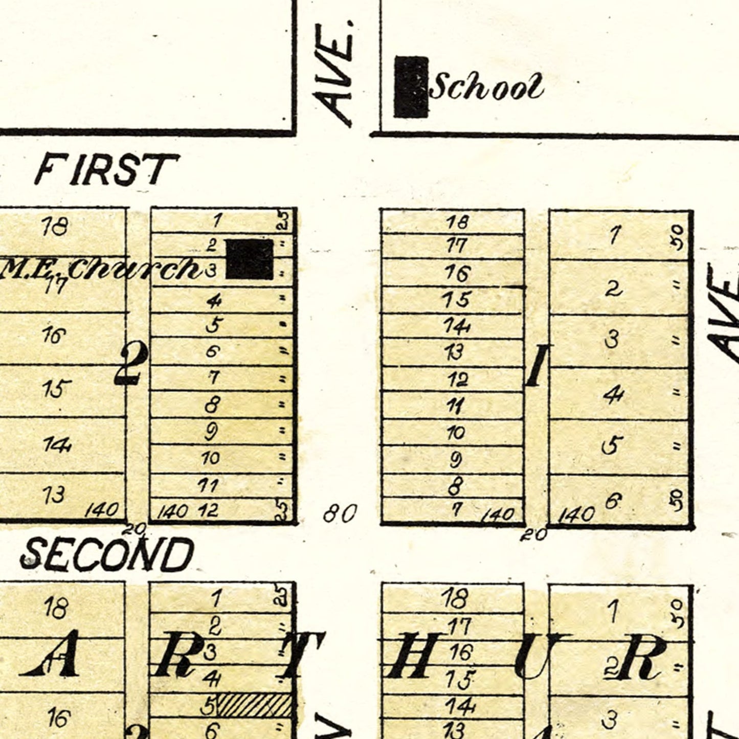 Vintage Map of Arthur, Iowa, 1906