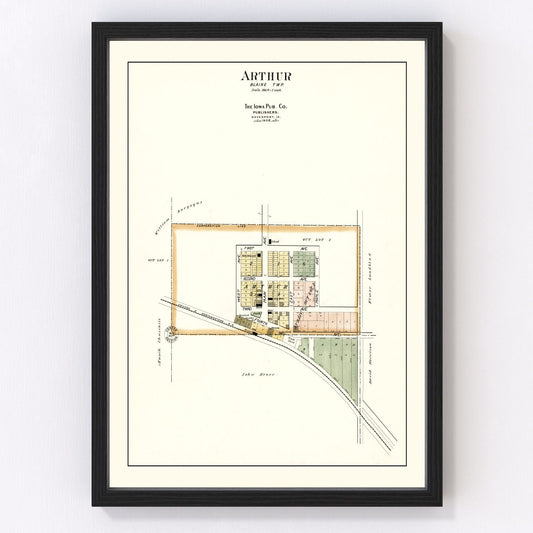 vintage map of Arthur, Iowa, 1906