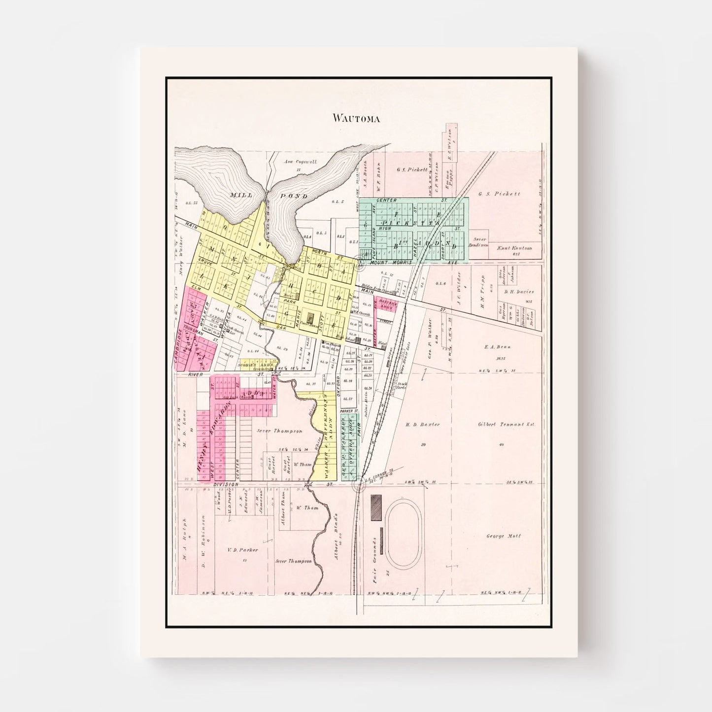 Vintage Map of Wautoma, Wisconsin, 1906