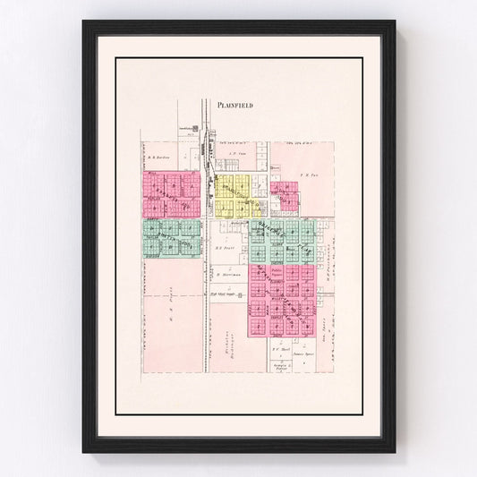 vintage map of Plainfield, Wisconsin, 1906