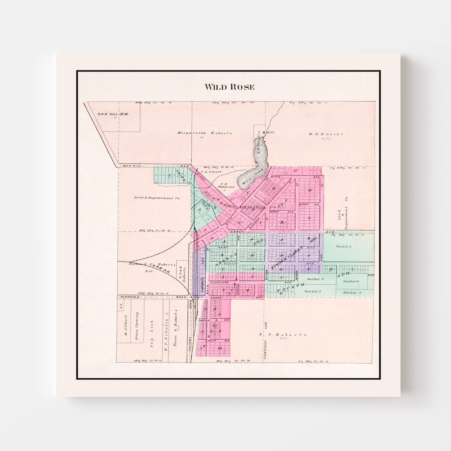 Vintage Map of Wild Rose, Wisconsin, 1906