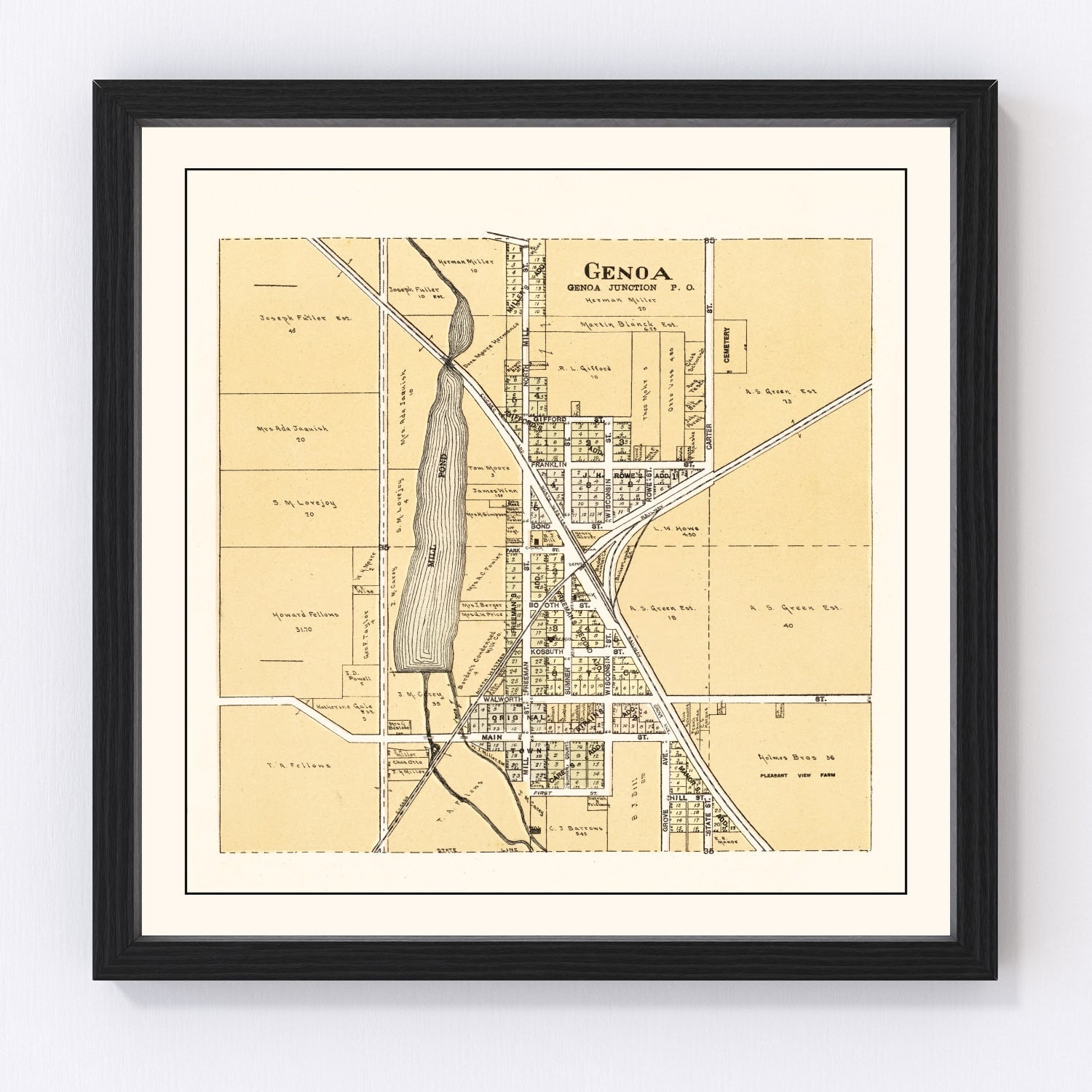 Vintage map of Genoa, Wisconsin, 1907
