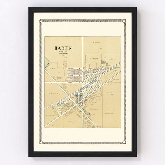 vintage map of Darien, Wisconsin, 1907