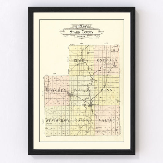 Vintage map of Stark County, Illinois, 1907