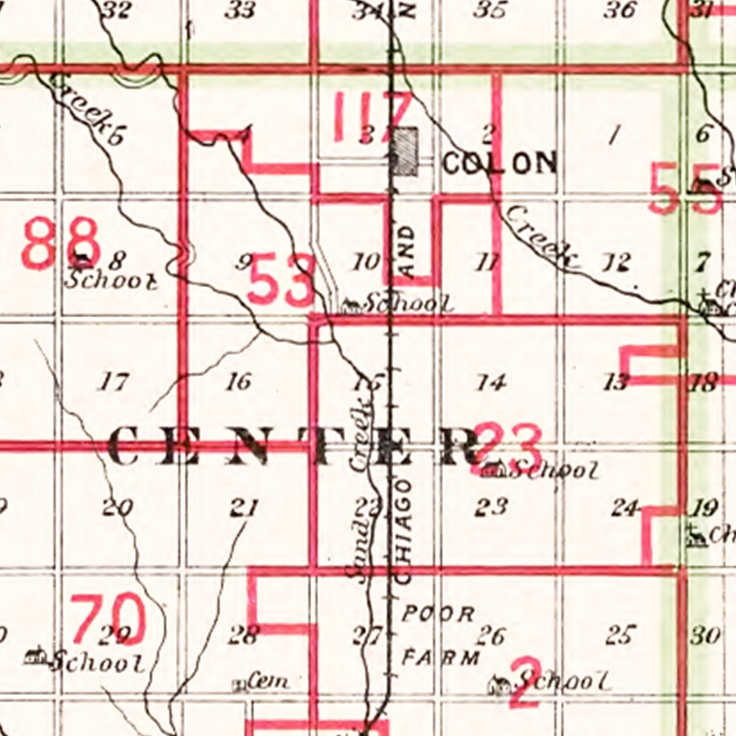 Vintage Map of Saunders County, Nebraska, 1907
