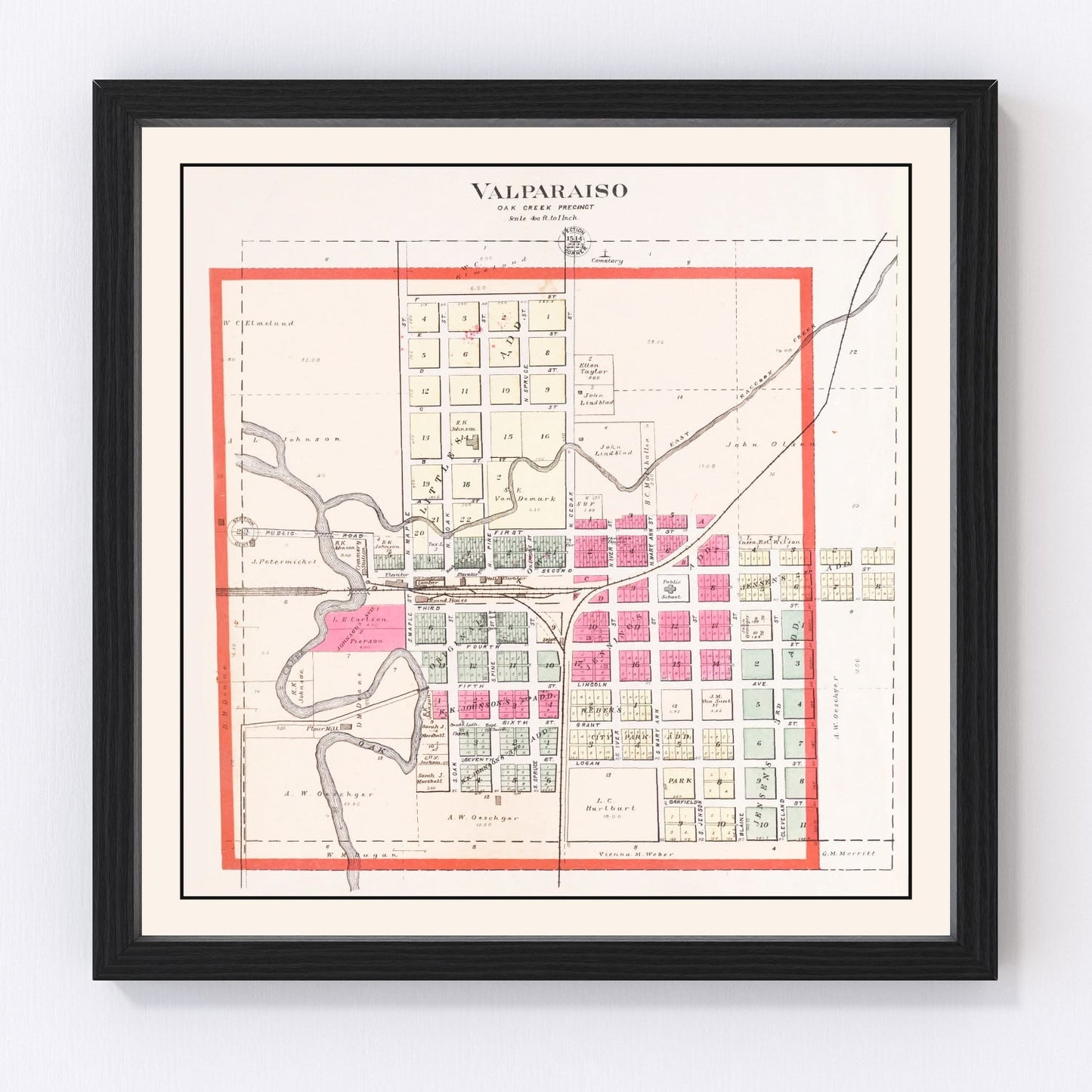 Vintage map of Valparaiso, Nebraska, 1907