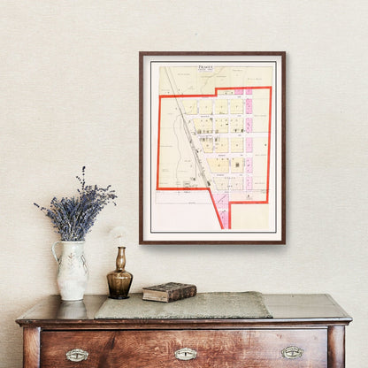 Vintage Map of Prague, Nebraska, 1907
