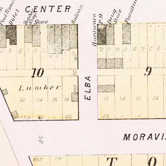 Vintage Map of Prague, Nebraska, 1907