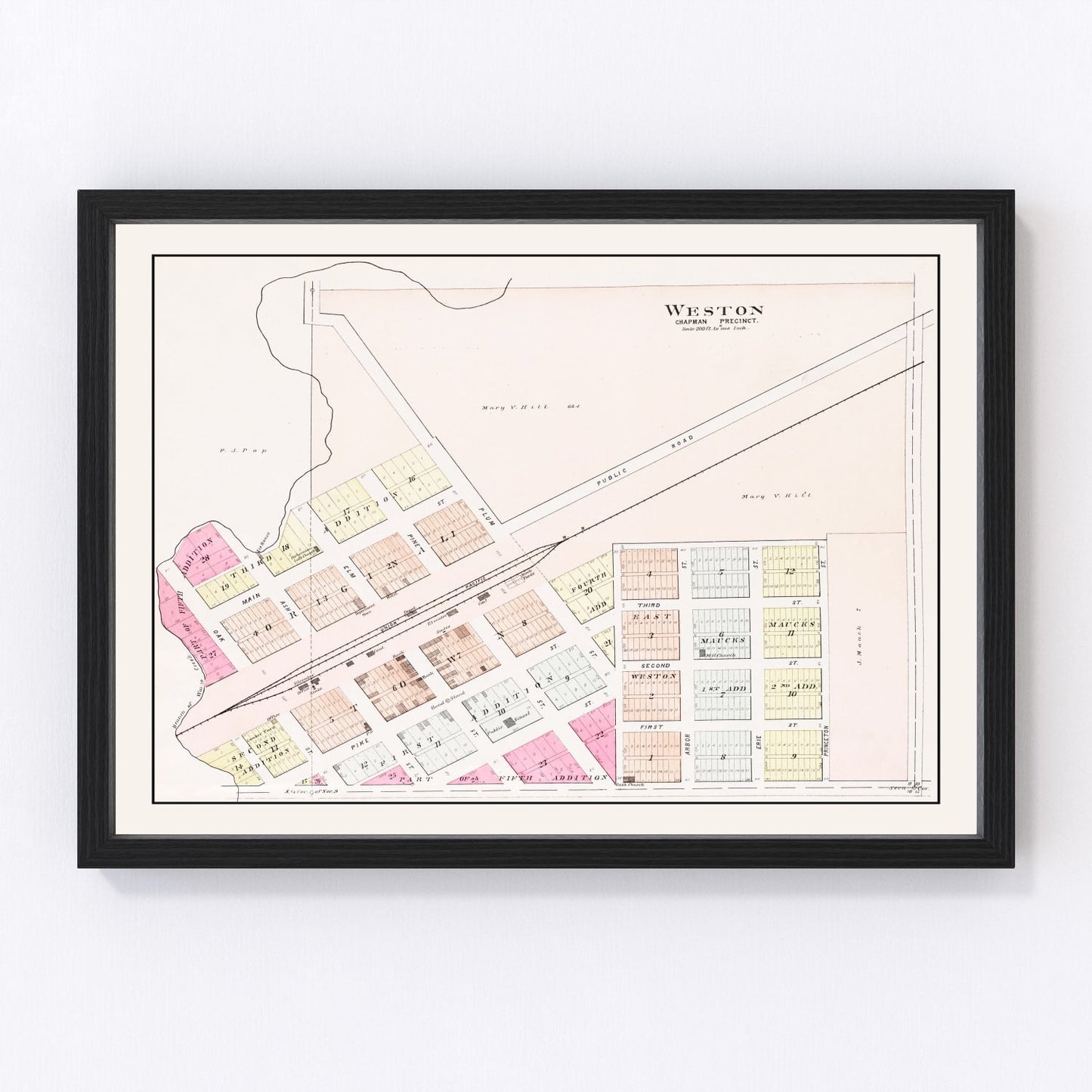 Vintage map of Weston, Nebraska, 1907, Saunders County prairie farming community