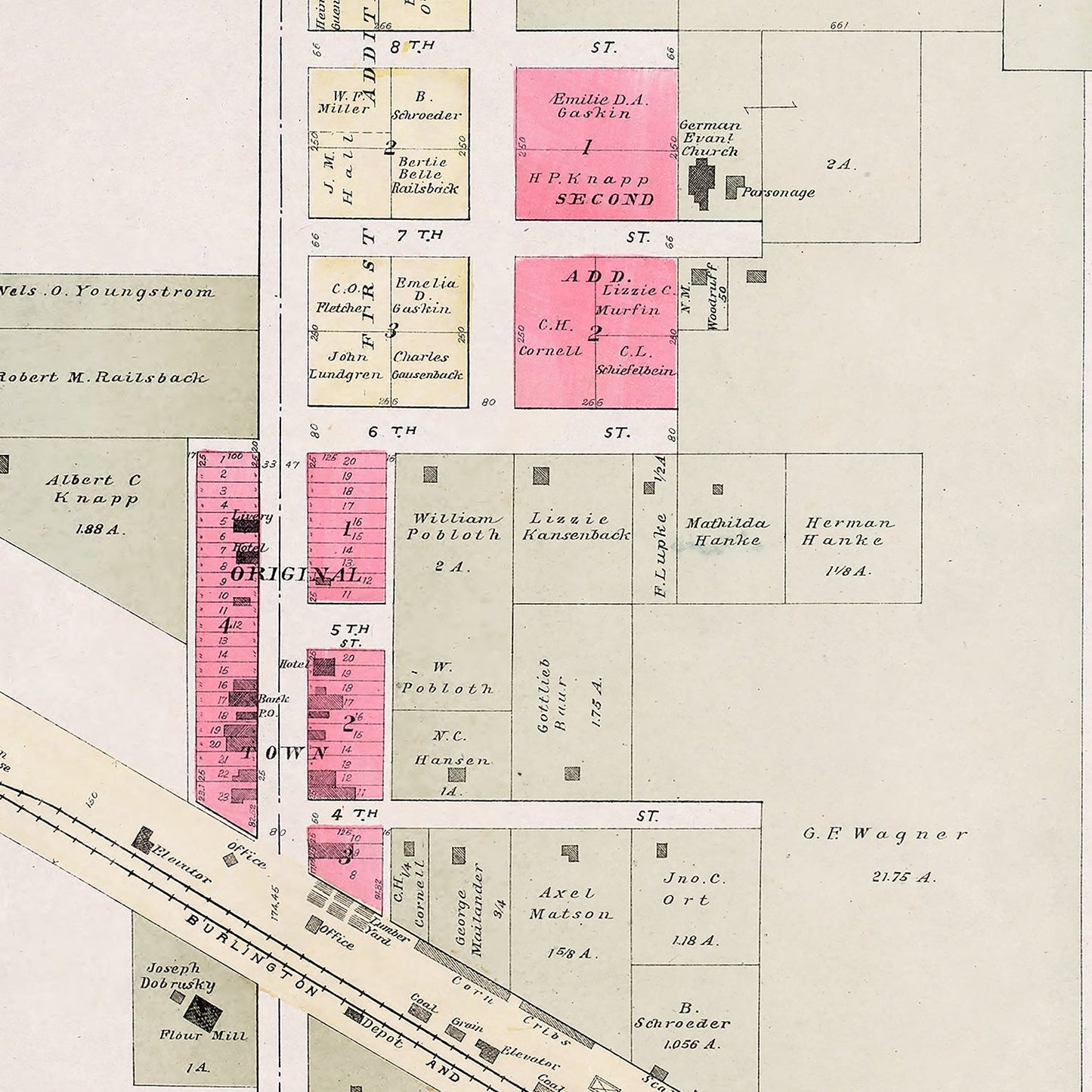 Vintage Map of Ithaca, Saunders County, Nebraska, 1907