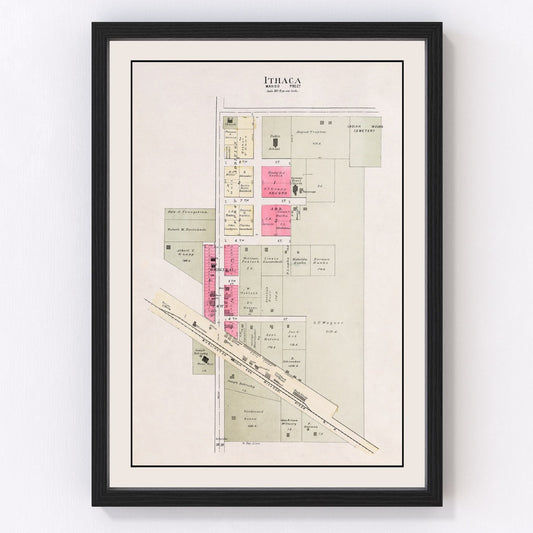 Vintage map of Ithaca, Saunders County, Nebraska, 1907