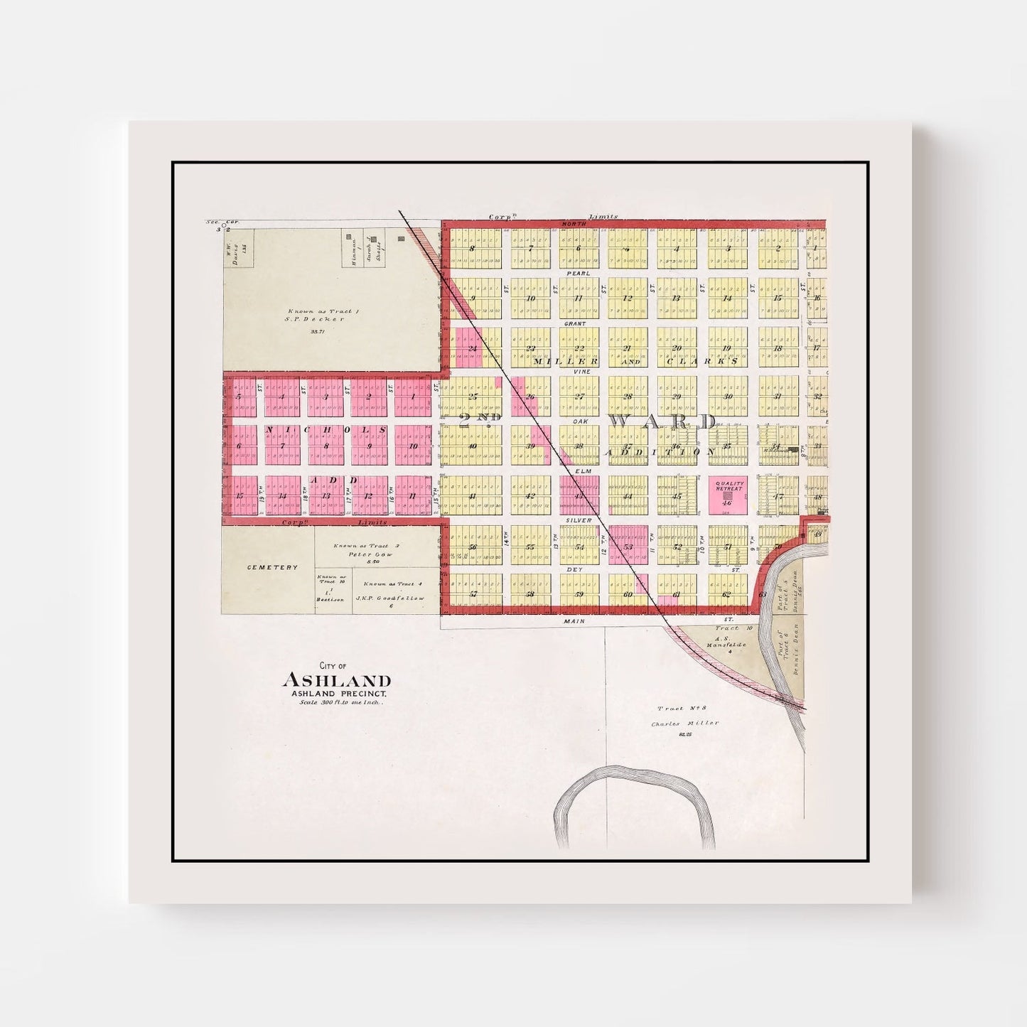 Vintage Map of Ashland, Nebraska, 1907