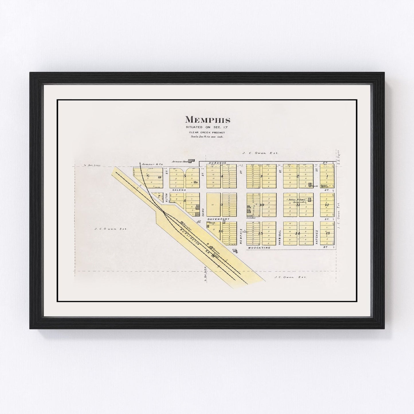 Vintage map of Memphis, Nebraska, 1907