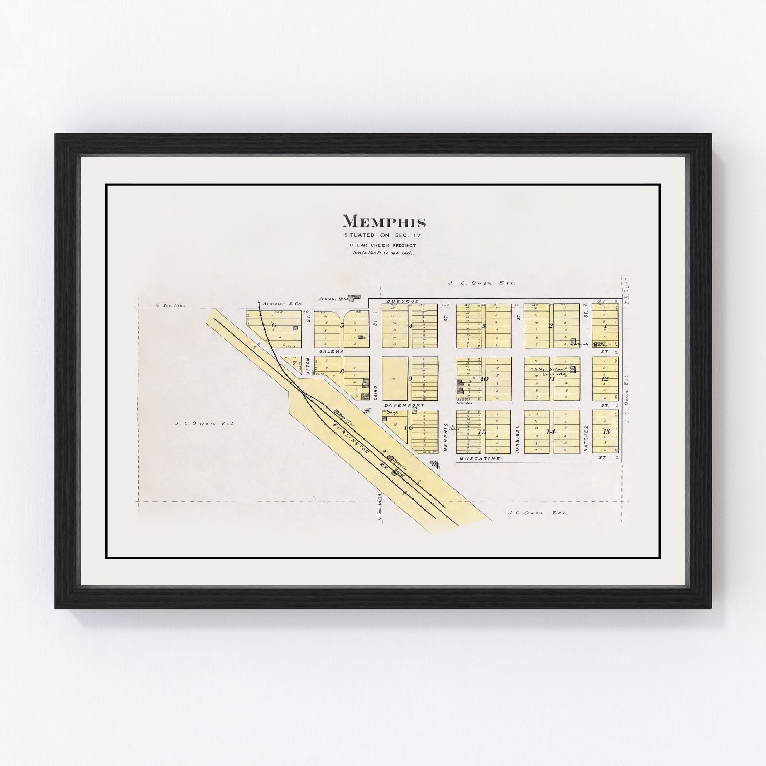 Vintage map of Memphis, Nebraska, 1907