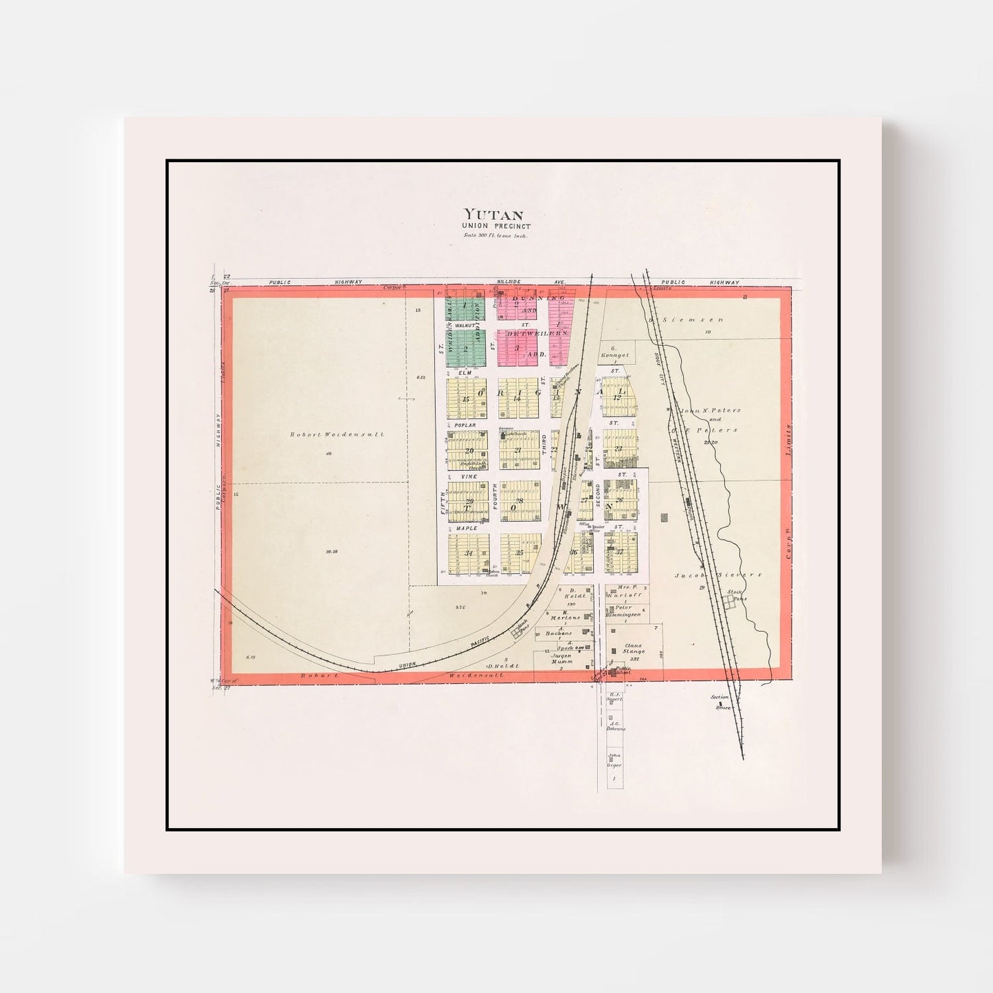 Vintage Map of Yutan, Nebraska, 1907