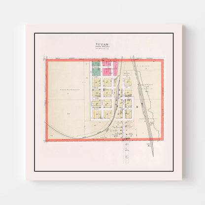 Vintage Map of Yutan, Nebraska, 1907