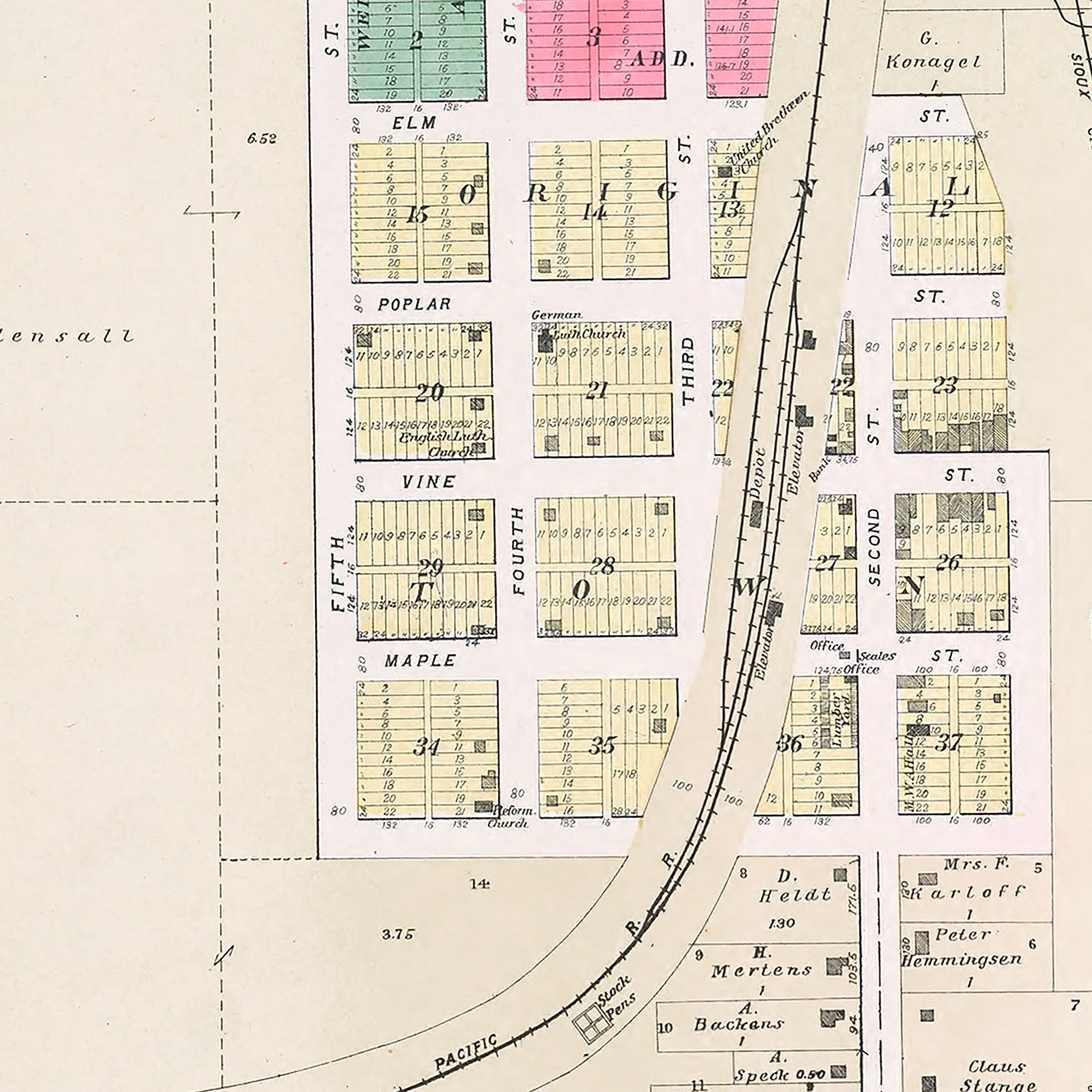 Vintage Map of Yutan, Nebraska, 1907