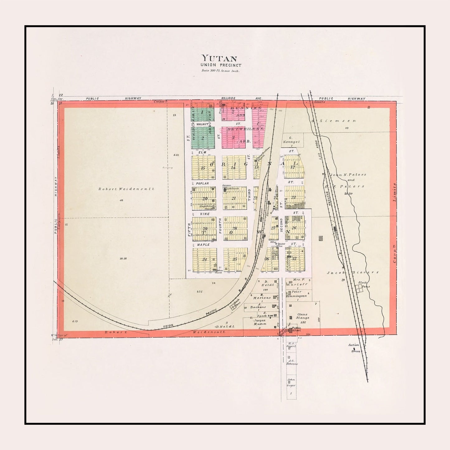 Vintage Map of Yutan, Nebraska, 1907