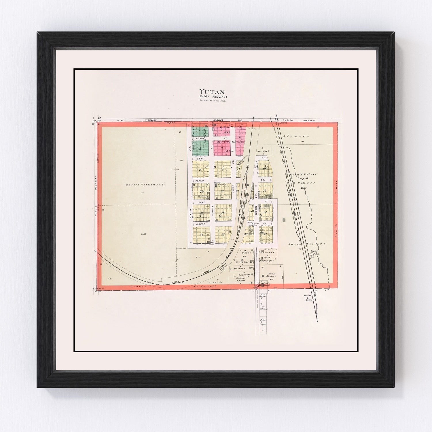 Vintage 1907 map of Yutan Nebraska, digitally restored print