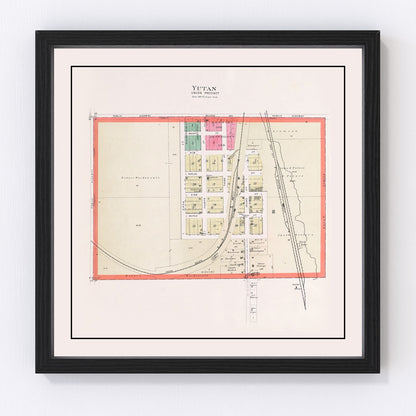 Vintage 1907 map of Yutan Nebraska, digitally restored print