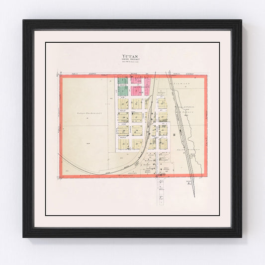 Vintage 1907 map of Yutan Nebraska, digitally restored print