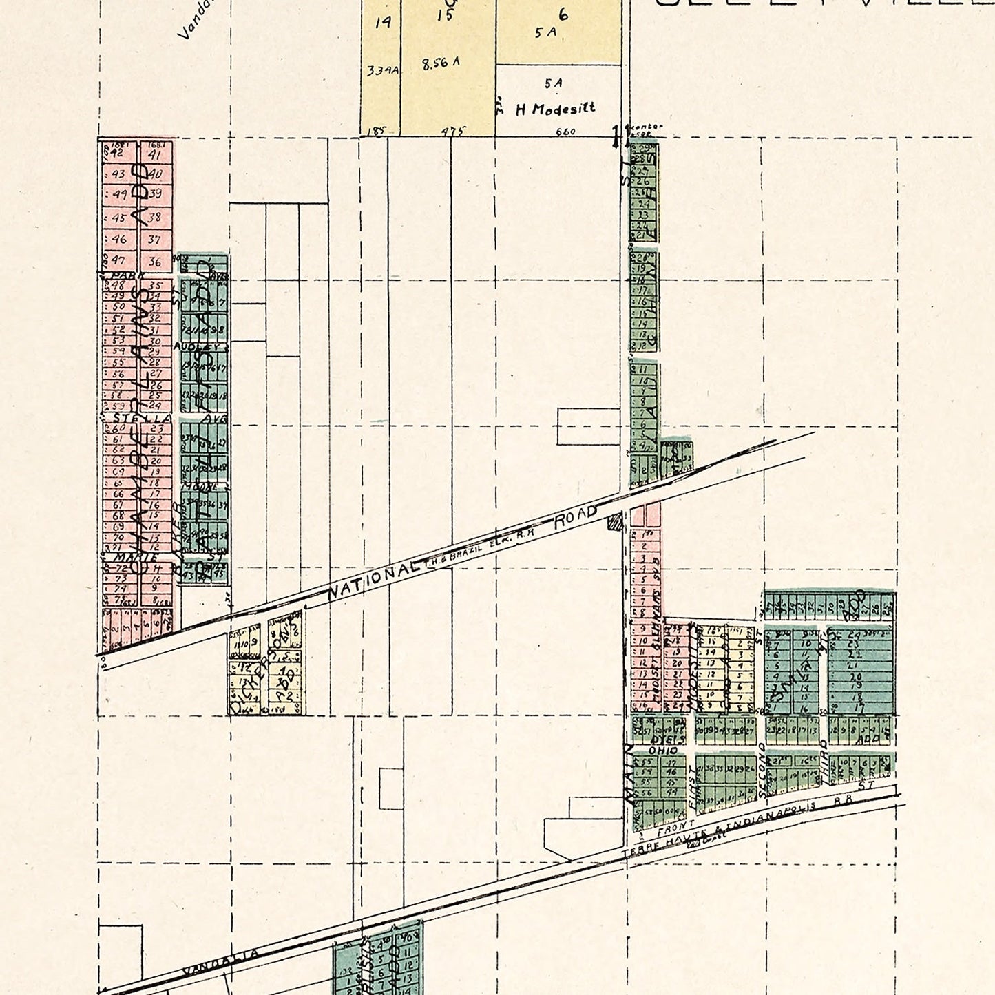 Vintage Map of Seelyville, Indiana, 1907