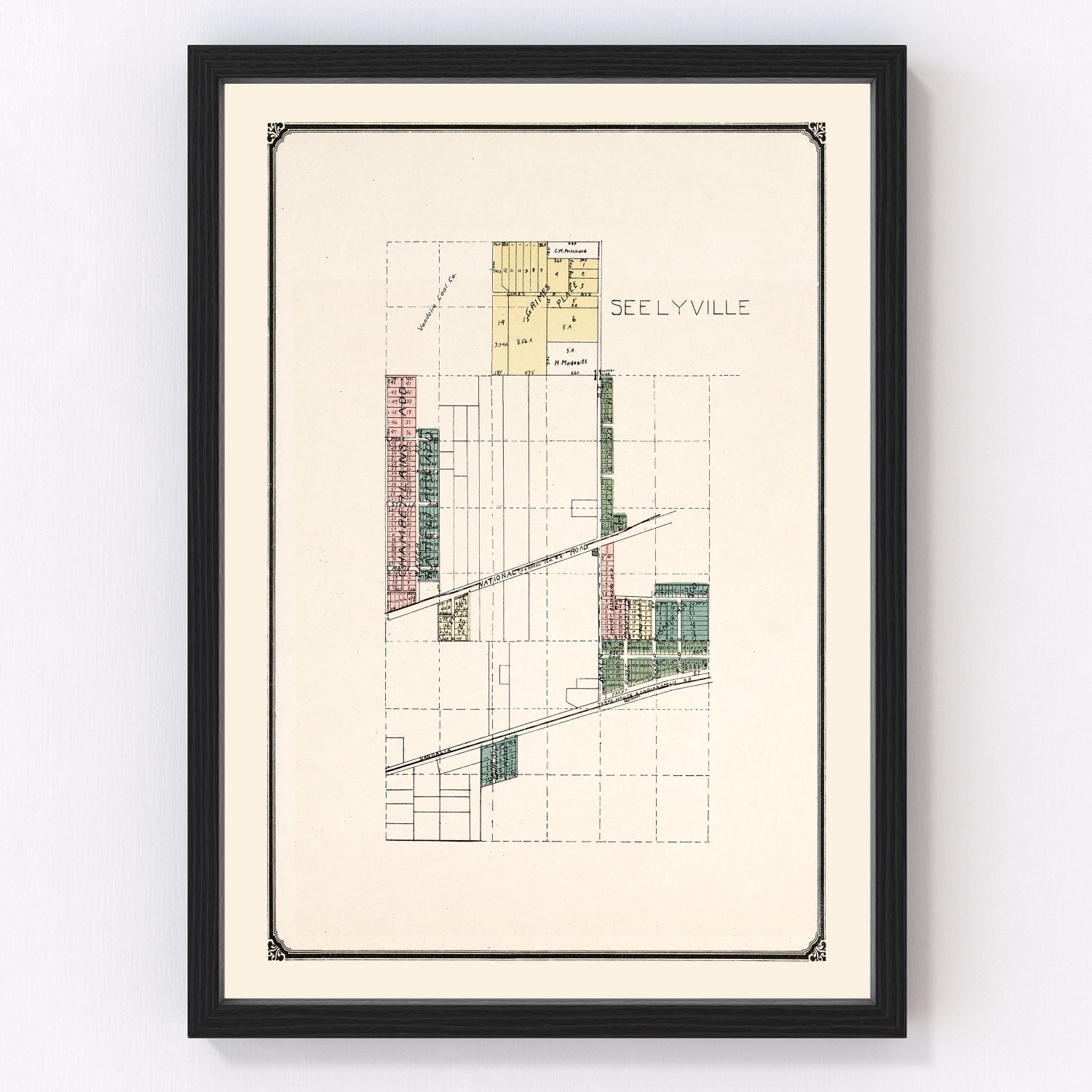 vintage map of Seelyville, Indiana, 1907