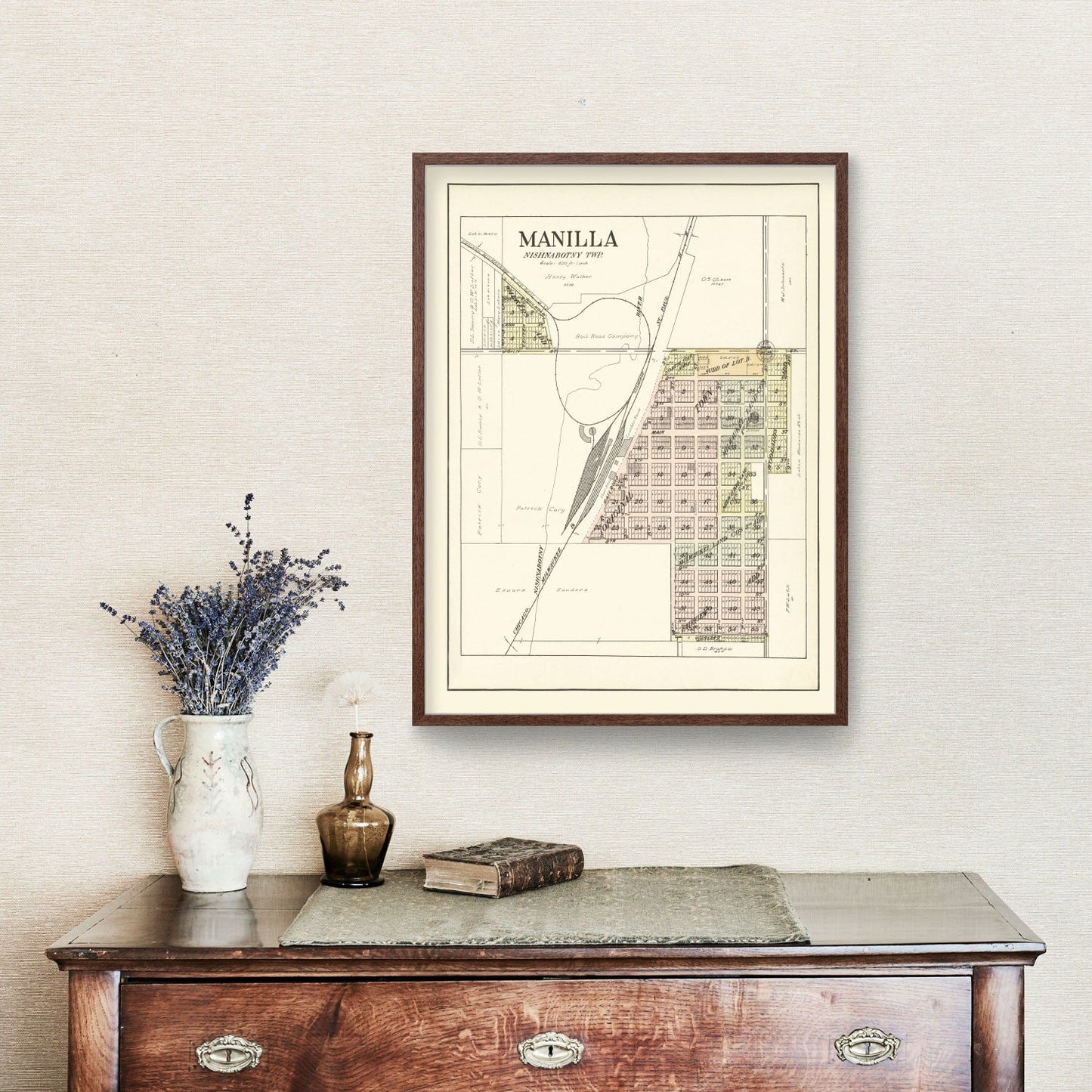 Vintage Map of Manilla, Iowa, 1908