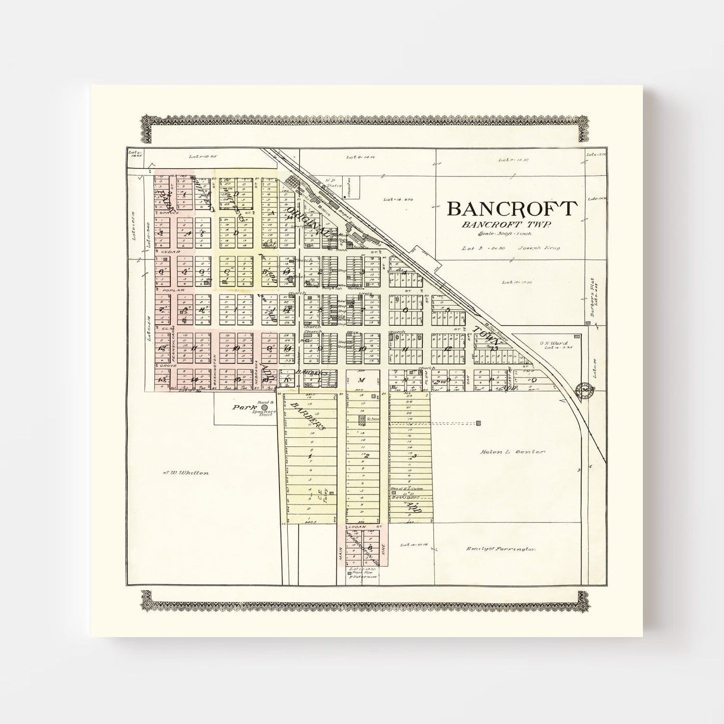 Vintage Map of Bancroft, Nebraska, 1908