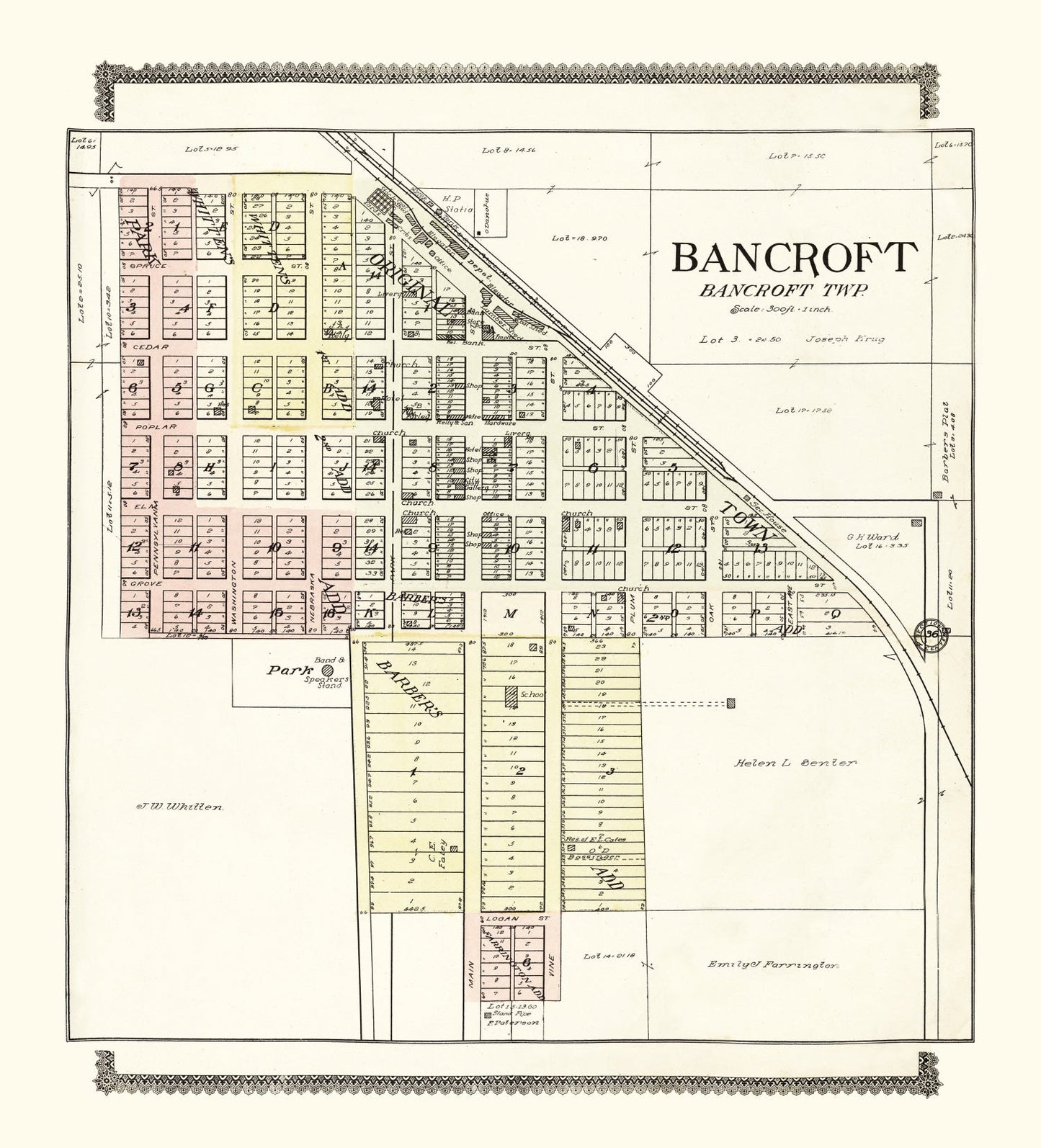 Vintage Map of Bancroft, Nebraska, 1908