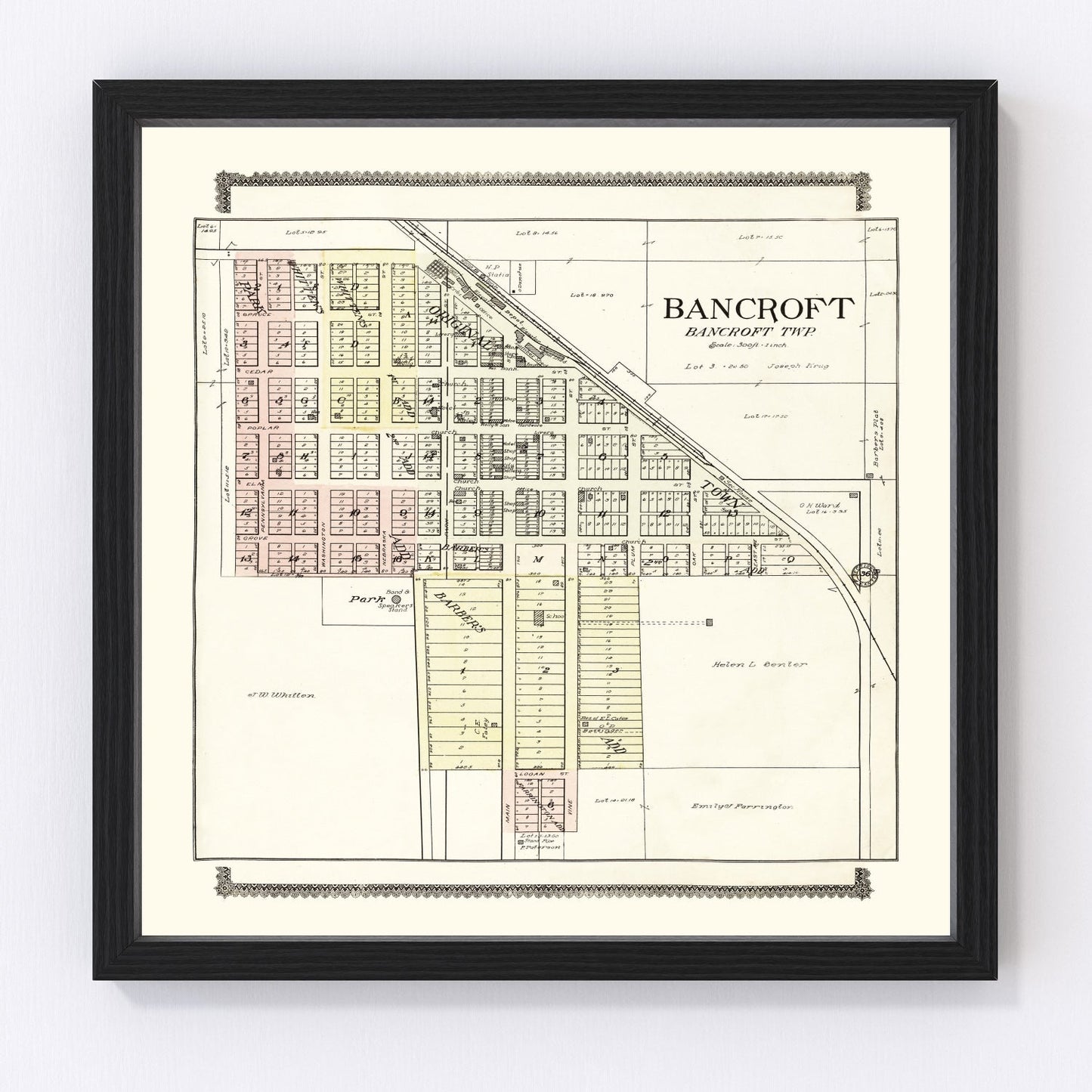Vintage map of Bancroft, Nebraska, 1908