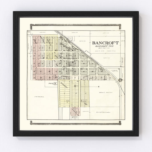 Vintage map of Bancroft, Nebraska, 1908