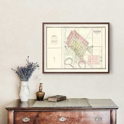 Vintage Map of Wisner, Nebraska 1908