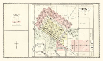 Vintage Map of Wisner, Nebraska 1908