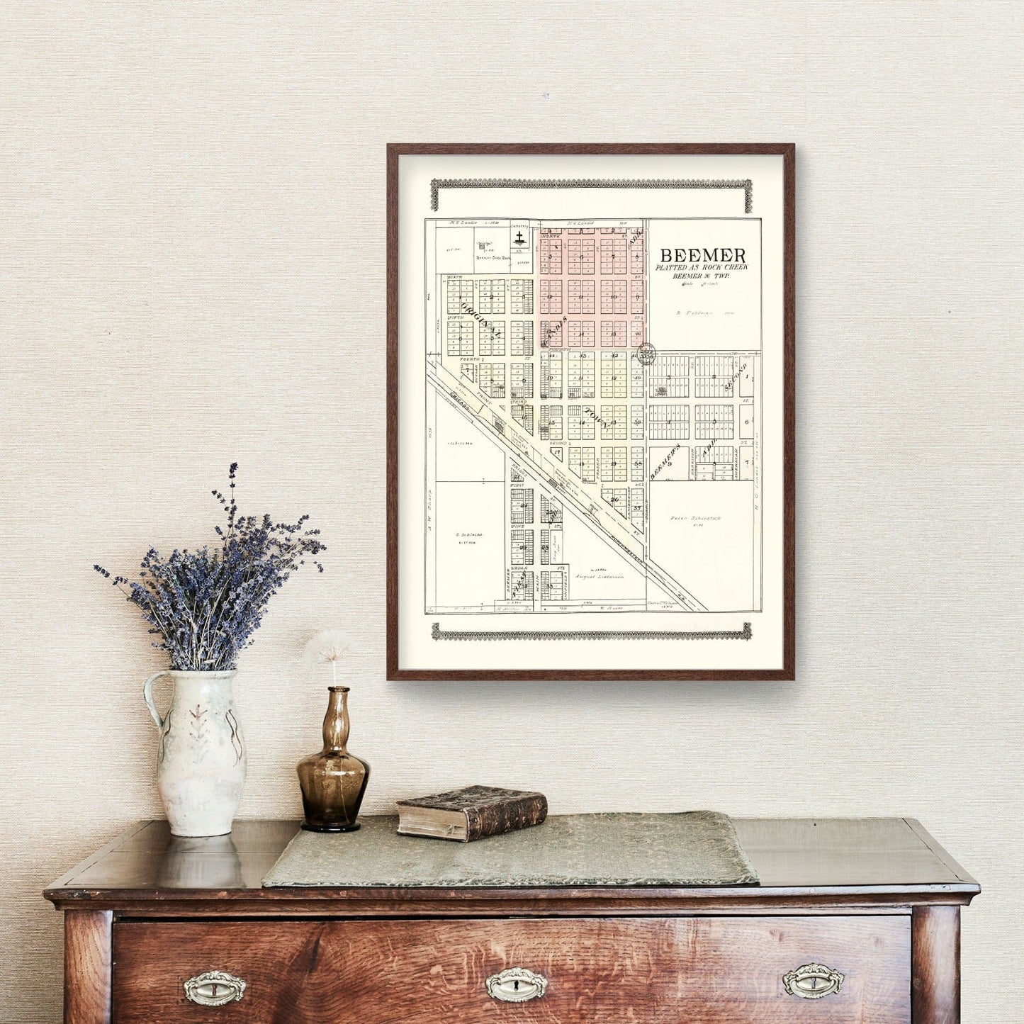 Vintage Map of Beemer, Nebraska, 1908