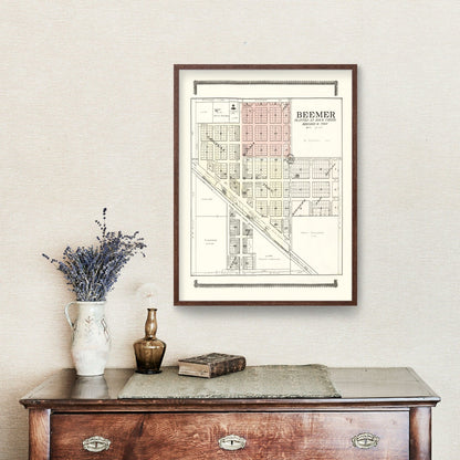 Vintage Map of Beemer, Nebraska, 1908
