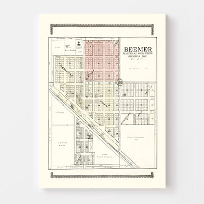 Vintage Map of Beemer, Nebraska, 1908