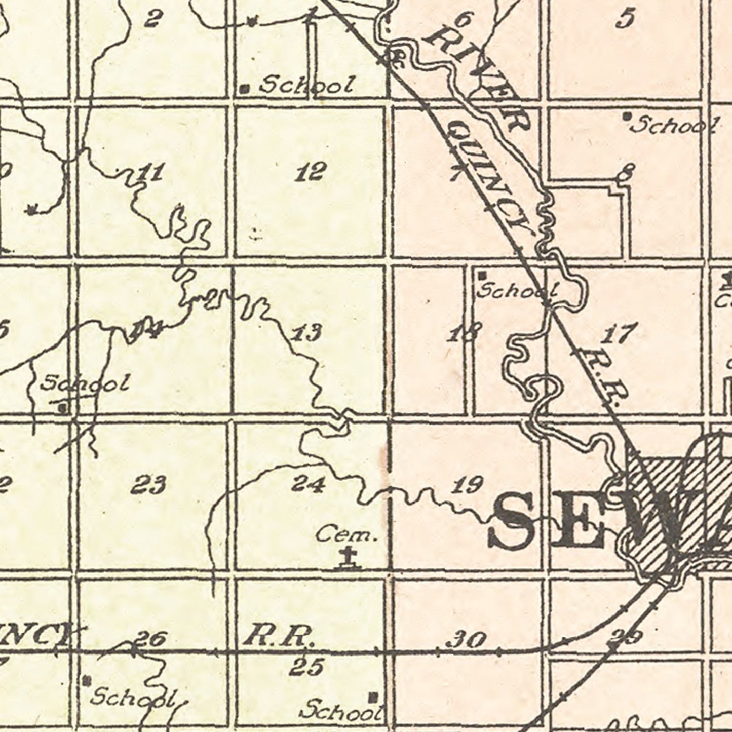 Vintage Map of Seward County, Nebraska, 1908