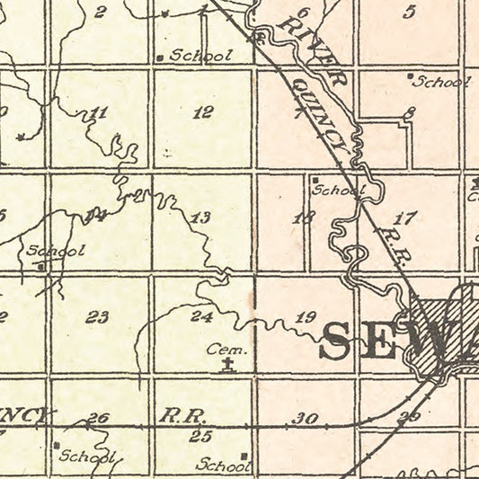 Vintage Map of Seward County, Nebraska, 1908