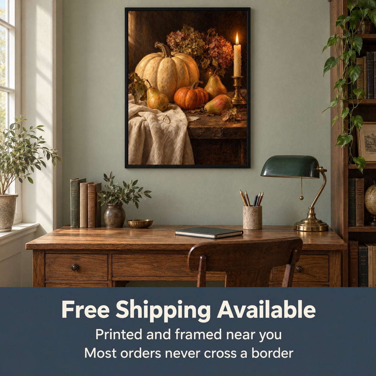 Moody Still Life Wall Art, Autumn Harvest Table Print