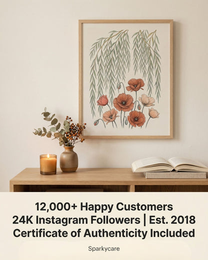 Willow Tree and Poppy Botanical 9th Anniversary Wall Art