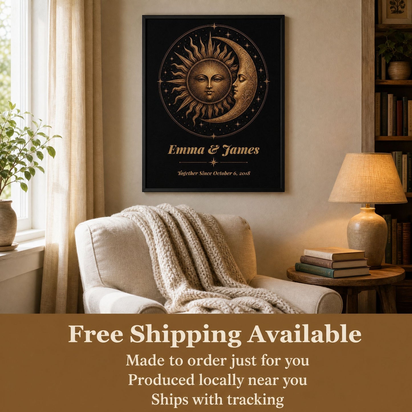 Personalized Sun & Moon Bronze Anniversary Print