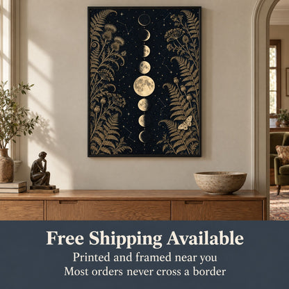 Free shipping available on the framed moon phase print, printed and framed near you