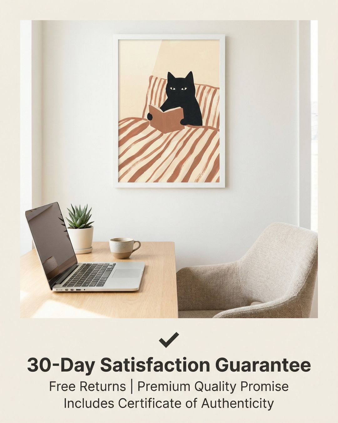 Cat Reading Poster — Framed Wall Art That Gets Cat Lovers and Book Lovers