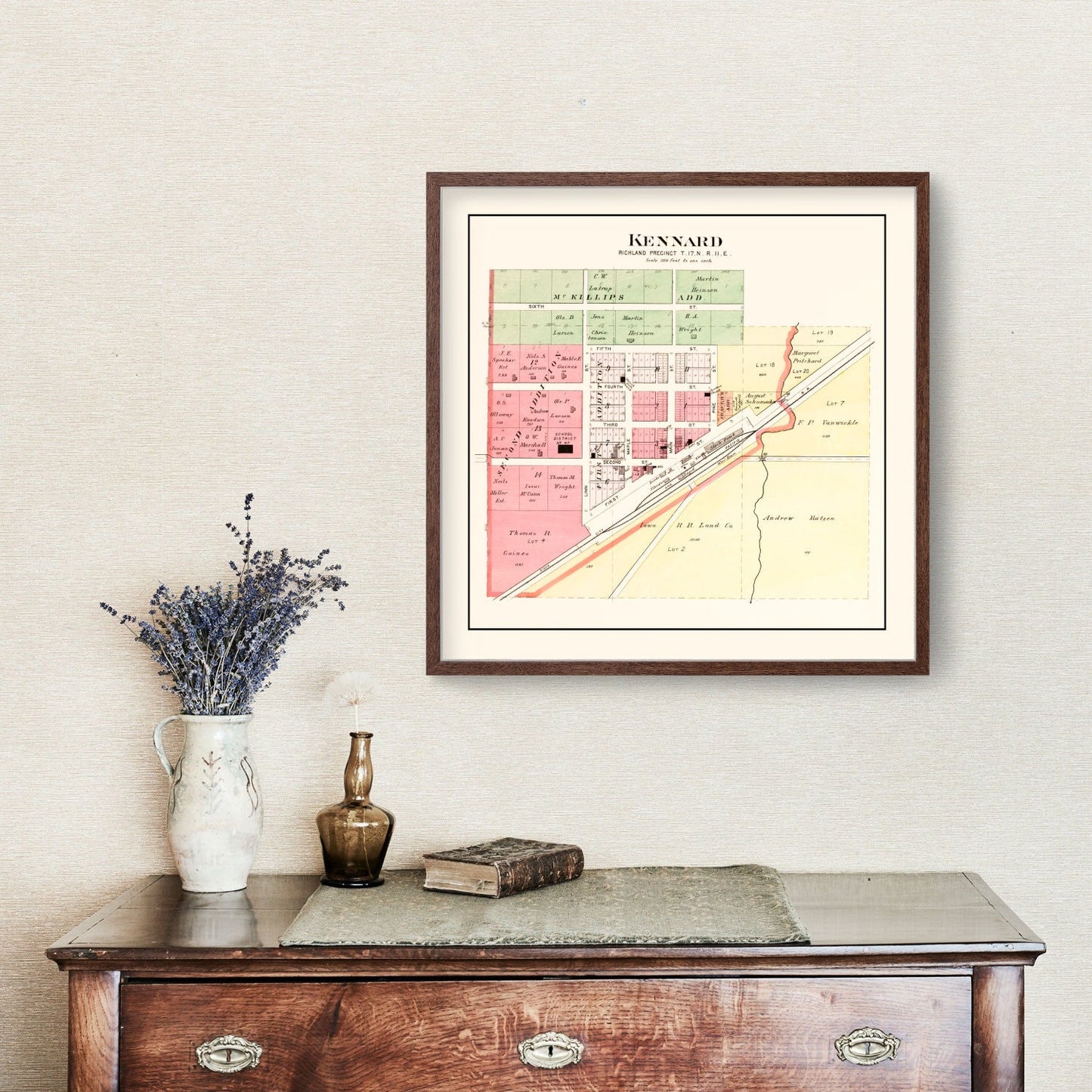 Vintage Map of Kennard, Nebraska, 1908