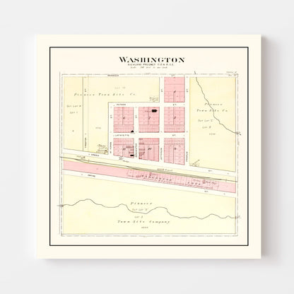 Vintage Map of Washington, Nebraska, 1908