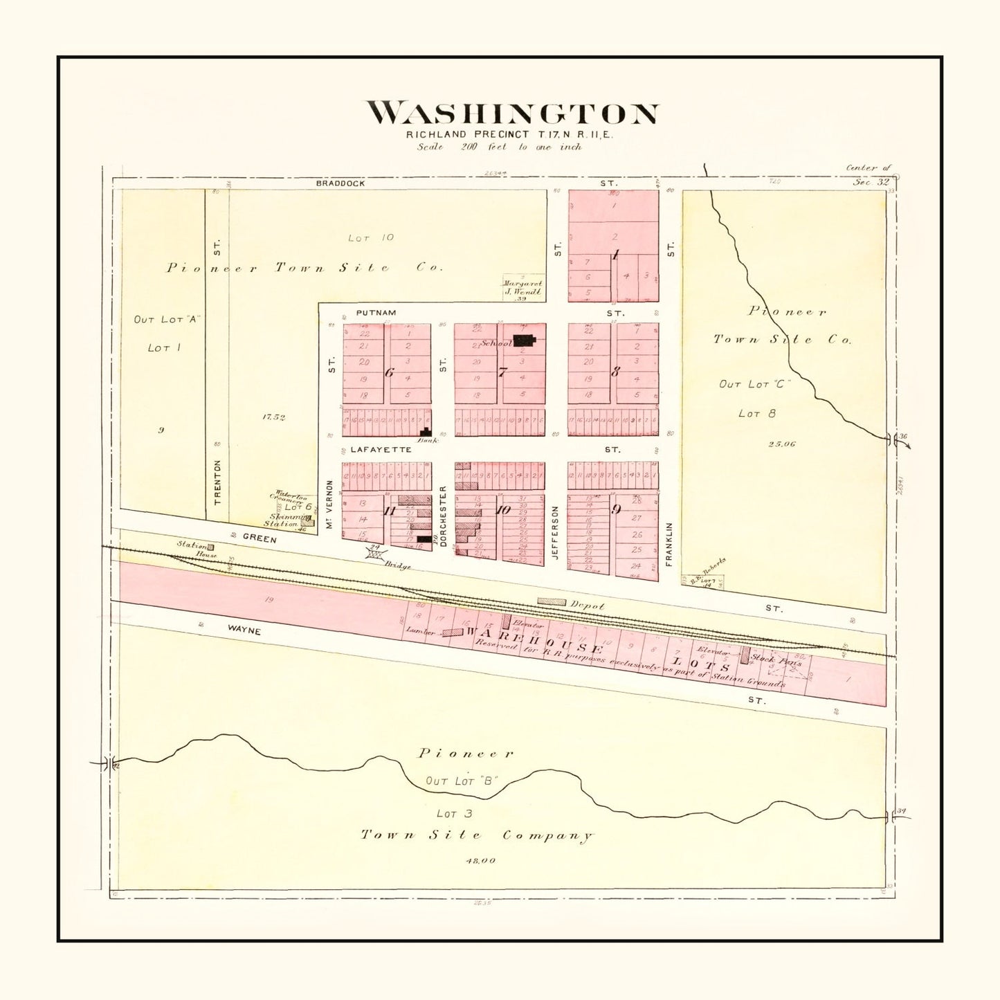 Vintage Map of Washington, Nebraska, 1908
